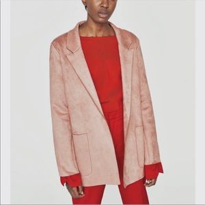 Zara Faux Suede Pink Blazer Light Jacket